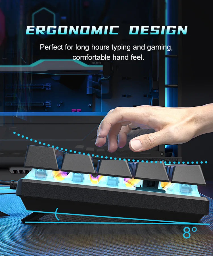 Teclado Gamer Mecánico 60% RGB – Precisión y Estilo en Cada Tecla