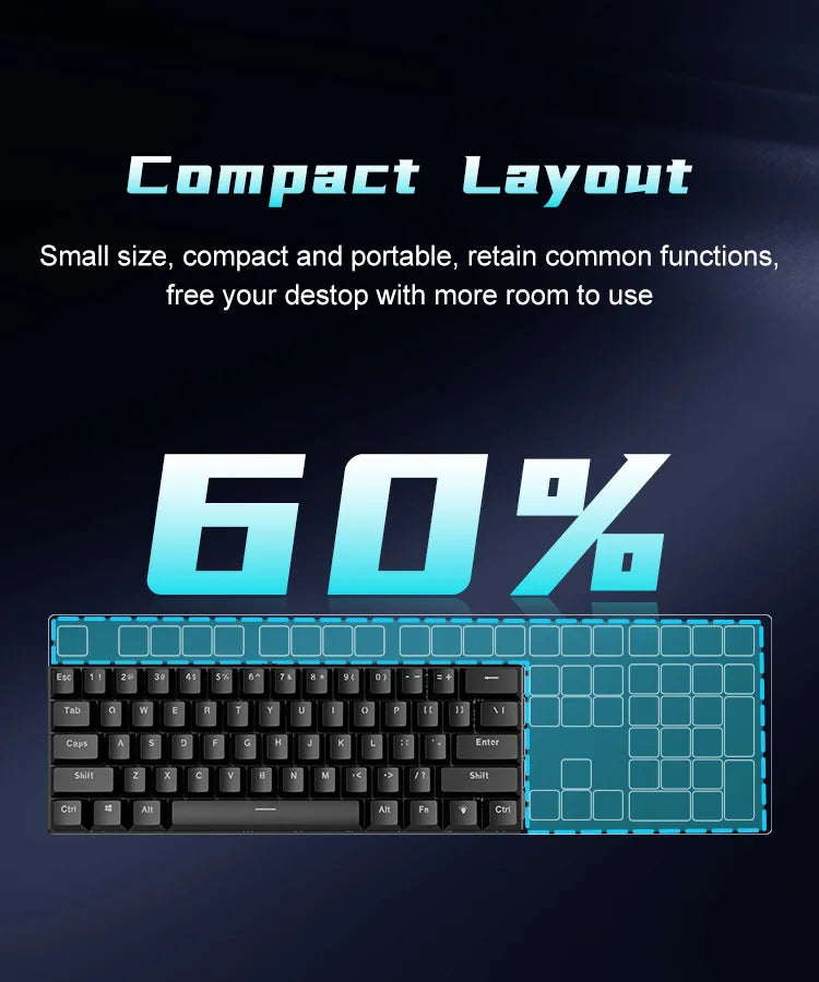 Teclado Gamer Mecánico 60% RGB – Precisión y Estilo en Cada Tecla